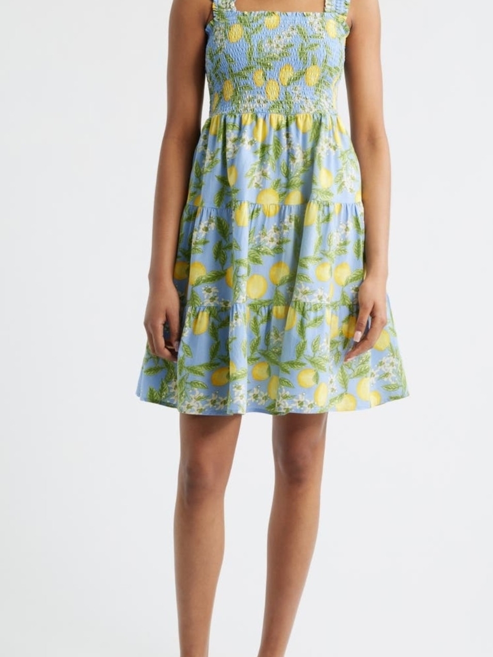 Beachlunchlounge Alice Tiered Lemon-Print Smocked Sundress